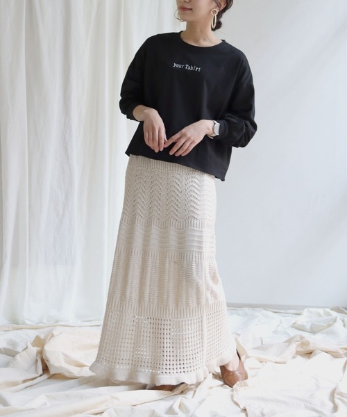 HER CLOSET（ハークローゼット）の「【shemoshelly】yourTshirt刺繍ロゴデザインTシャツ（Tシャツ/カットソー・レディース・ホワイト/ブラック/ベージュ/ピンク/マスタード・M）」の12枚目の写真
