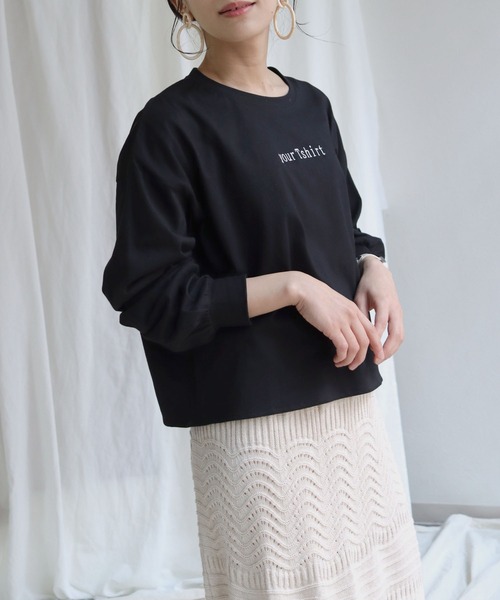 HER CLOSET（ハークローゼット）の「【shemoshelly】yourTshirt刺繍ロゴデザインTシャツ（Tシャツ/カットソー・レディース・ホワイト/ブラック/ベージュ/ピンク/マスタード・M）」の14枚目の写真