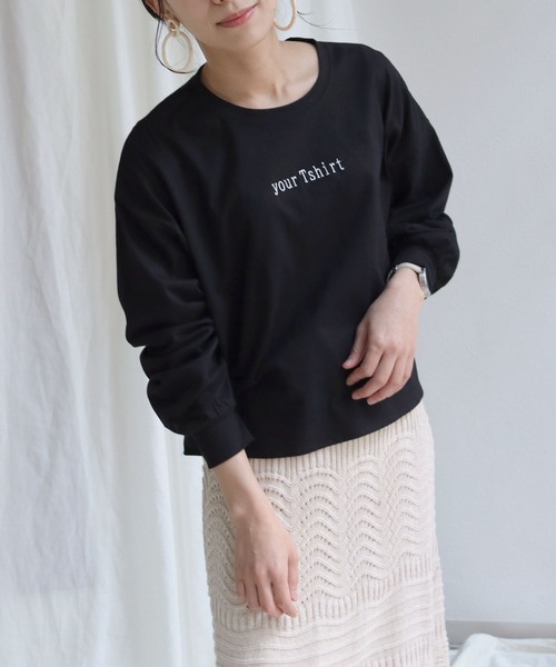 HER CLOSET（ハークローゼット）の「【shemoshelly】yourTshirt刺繍ロゴデザインTシャツ（Tシャツ/カットソー・レディース・ホワイト/ブラック/ベージュ/ピンク/マスタード・M）」の15枚目の写真