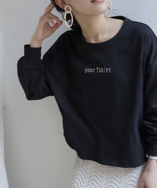 HER CLOSET（ハークローゼット）の「【shemoshelly】yourTshirt刺繍ロゴデザインTシャツ（Tシャツ/カットソー・レディース・ホワイト/ブラック/ベージュ/ピンク/マスタード・M）」の17枚目の写真