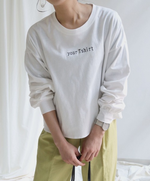 HER CLOSET（ハークローゼット）の「【shemoshelly】yourTshirt刺繍ロゴデザインTシャツ（Tシャツ/カットソー・レディース・ホワイト/ブラック/ベージュ/ピンク/マスタード・M）」の8枚目の写真