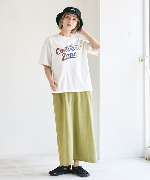 CUBE SUGAR(キューブシュガー)の「度詰天竺カットソーピグメント染無地ギャザースカート(スカート・レディース・チャコールグレー/グレー/オリーブ/ブルー・M)」の16枚目の写真