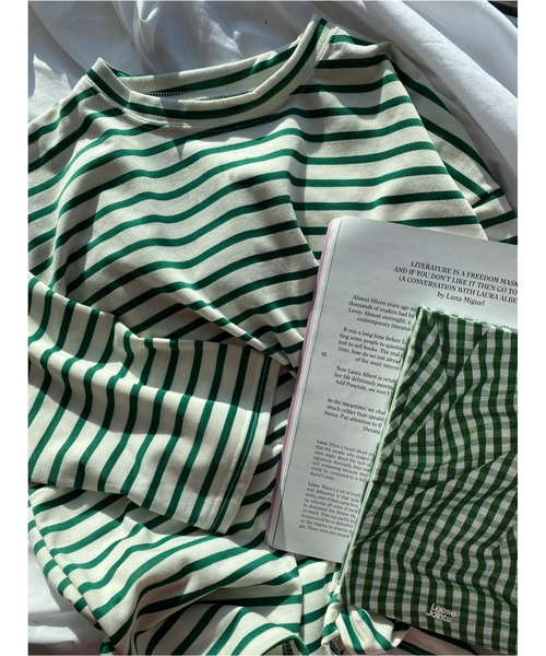 WC（ダブル シー）の「シンプルボーダーロンT（Tシャツ/カットソー・レディース・ホワイト/ネイビー/グリーン・FREE）」の3枚目の写真