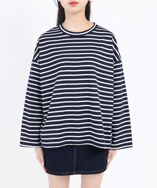 WC（ダブル シー）の「シンプルボーダーロンT（Tシャツ/カットソー・レディース・ホワイト/ネイビー/グリーン・FREE）」の8枚目の写真