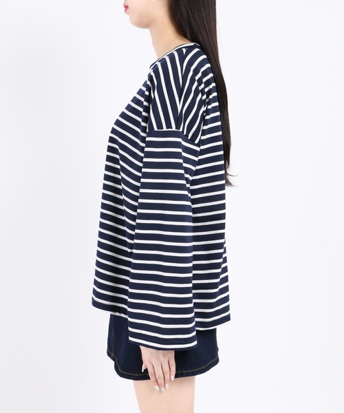 WC（ダブル シー）の「シンプルボーダーロンT（Tシャツ/カットソー・レディース・ホワイト/ネイビー/グリーン・FREE）」の9枚目の写真