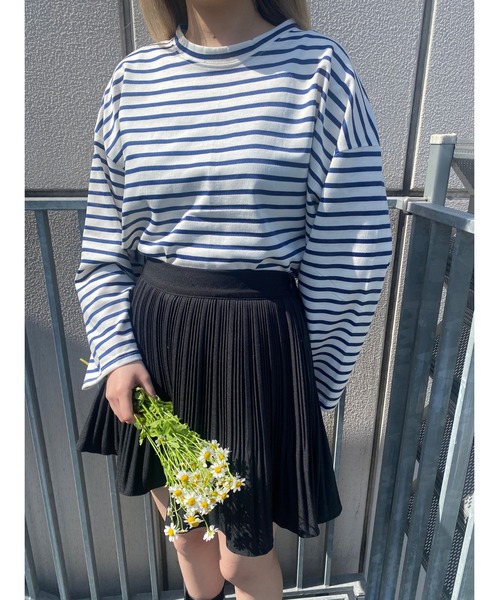 WC（ダブル シー）の「シンプルボーダーロンT（Tシャツ/カットソー・レディース・ホワイト/ネイビー/グリーン・FREE）」の6枚目の写真