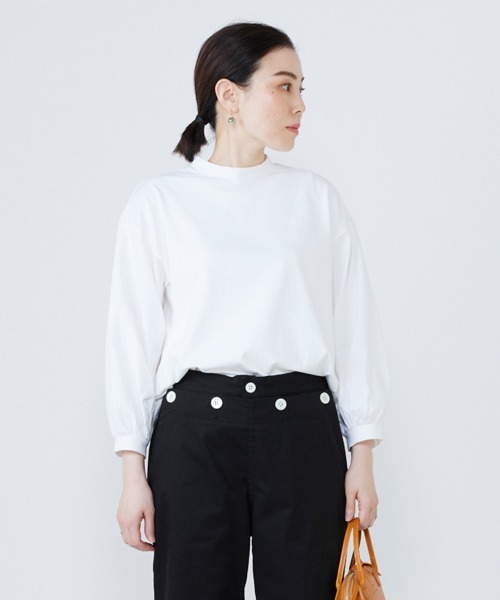 NIMES(ニーム)の「ボリュームスリーブプルオーバー(Tシャツ/カットソー・レディース・ホワイト/ネイビー/スモークピンク・FREE)」の2枚目の写真