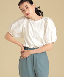 Ray BEAMS | Ray BEAMS / ボリューム スリーブ キリカエ Tシャツ(Tシャツ/カットソー)