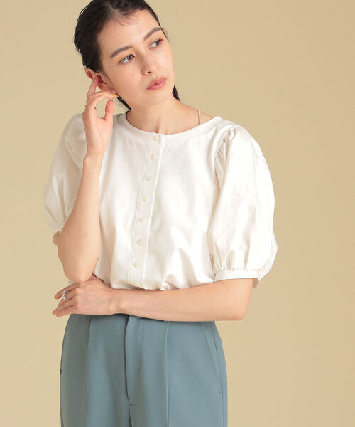 Ray BEAMS（レイビームス）の「Ray BEAMS / ボリューム スリーブ キリカエ Tシャツ（Tシャツ/カットソー・レディース・ホワイト/ブラック/ミント・ONE SIZE）」の4枚目の写真