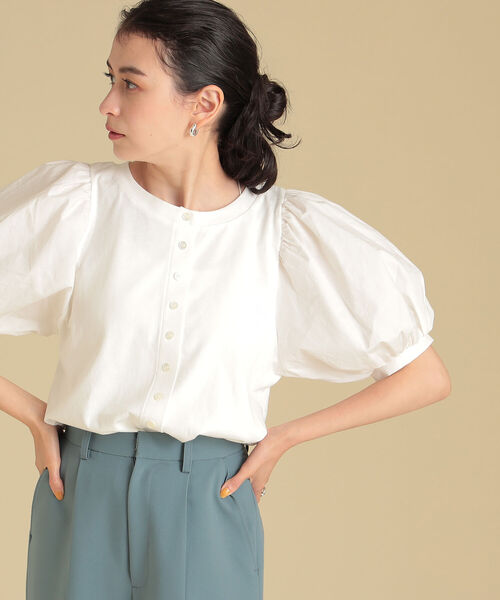 Ray BEAMS（レイビームス）の「Ray BEAMS / ボリューム スリーブ キリカエ Tシャツ（Tシャツ/カットソー・レディース・ホワイト/ブラック/ミント・ONE SIZE）」の5枚目の写真