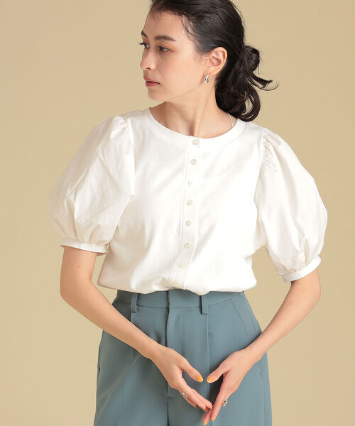 Ray BEAMS（レイビームス）の「Ray BEAMS / ボリューム スリーブ キリカエ Tシャツ（Tシャツ/カットソー・レディース・ホワイト/ブラック/ミント・ONE SIZE）」の6枚目の写真