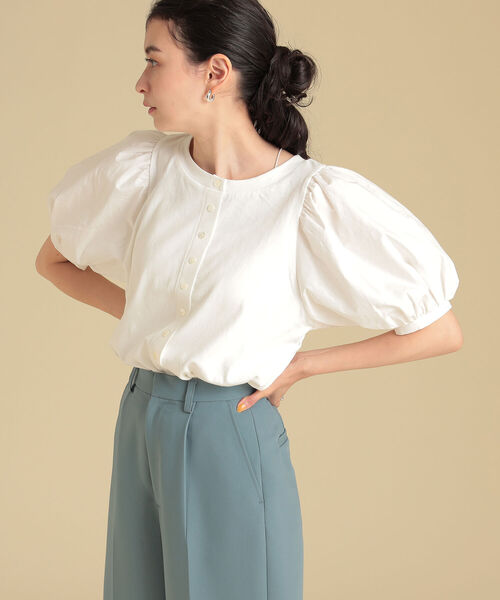 Ray BEAMS（レイビームス）の「Ray BEAMS / ボリューム スリーブ キリカエ Tシャツ（Tシャツ/カットソー・レディース・ホワイト/ブラック/ミント・ONE SIZE）」の7枚目の写真