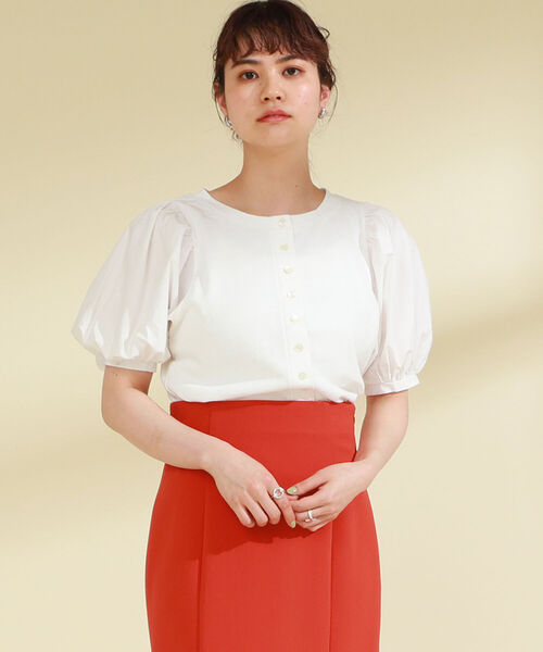 Ray BEAMS（レイビームス）の「Ray BEAMS / ボリューム スリーブ キリカエ Tシャツ（Tシャツ/カットソー・レディース・ホワイト/ブラック/ミント・ONE SIZE）」の10枚目の写真