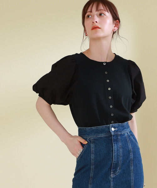 Ray BEAMS（レイビームス）の「Ray BEAMS / ボリューム スリーブ キリカエ Tシャツ（Tシャツ/カットソー・レディース・ホワイト/ブラック/ミント・ONE SIZE）」の13枚目の写真