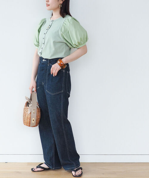 Ray BEAMS（レイビームス）の「Ray BEAMS / ボリューム スリーブ キリカエ Tシャツ（Tシャツ/カットソー・レディース・ホワイト/ブラック/ミント・ONE SIZE）」の22枚目の写真