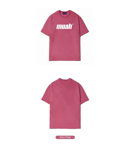 muahmuah（ムーアムーア）の「A'GEM/9 × .kom『muah muah』BALANCE MUAHLOGO T-SHIRT/バランスロゴ オーバーサイズ半袖Tシャツ/カットソー（Tシャツ/カットソー・レディース・ホワイト/ブラック/ネイビー/パープル/ライトパープル/イエロー/ピンク・FREE）」の9枚目の写真