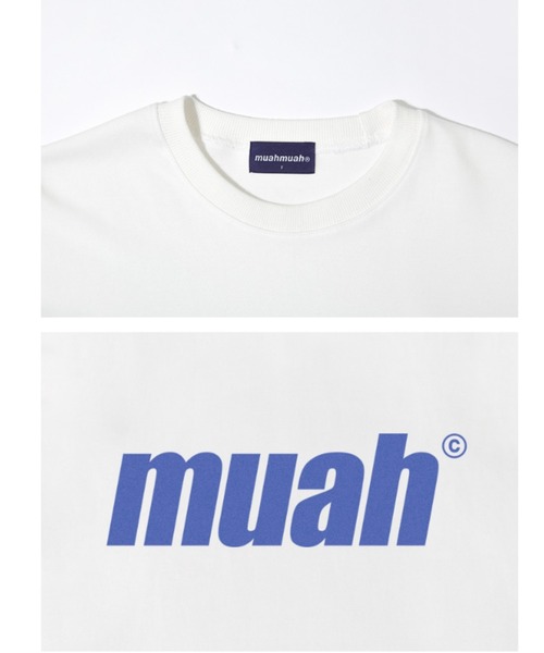 muahmuah（ムーアムーア）の「A'GEM/9 × .kom『muah muah』BALANCE MUAHLOGO T-SHIRT/バランスロゴ オーバーサイズ半袖Tシャツ/カットソー（Tシャツ/カットソー・レディース・ホワイト/ブラック/ネイビー/パープル/ライトパープル/イエロー/ピンク・FREE）」の12枚目の写真