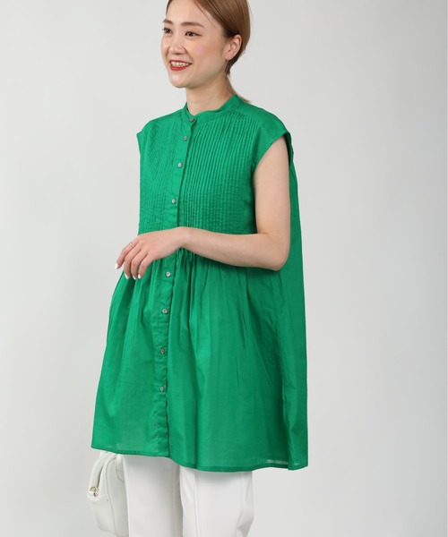 PICCIN（ピッチン）の「ピンタックフレンチスリーブブラウス（シャツ/ブラウス・レディース・グリーン/ブルー系その他/オフホワイト・M）」の2枚目の写真