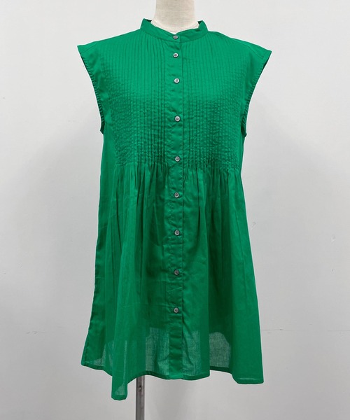 PICCIN（ピッチン）の「ピンタックフレンチスリーブブラウス（シャツ/ブラウス・レディース・グリーン/ブルー系その他/オフホワイト・M）」の6枚目の写真