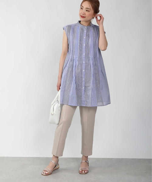 PICCIN（ピッチン）の「ピンタックフレンチスリーブブラウス（シャツ/ブラウス・レディース・グリーン/ブルー系その他/オフホワイト・M）」の20枚目の写真