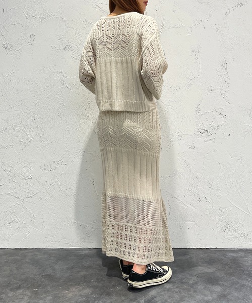 apres jour mignon(アプレジュールミニョン)の「透かし編みニットスカート【SETUP着用可能】【ZOZOTOWN限定アイテム】(スカート・レディース・ブラック/アイボリー/ライトイエロー・X-LARGE/MEDIUM/SMALL)」の11枚目の写真