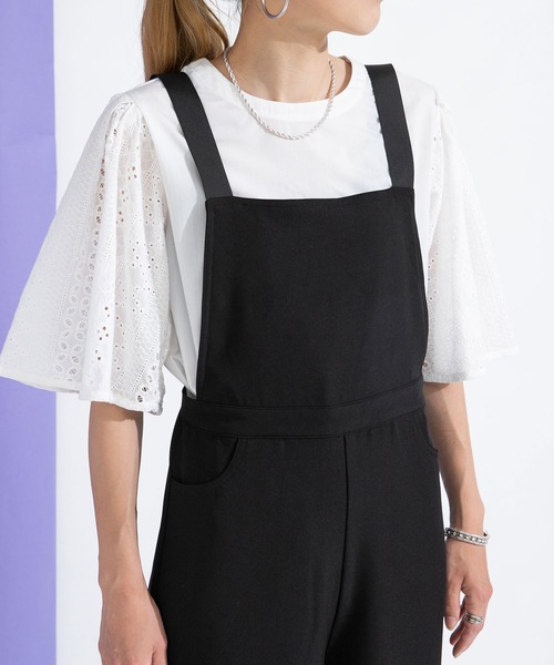 bohmal(ボマール)の「脚長グログランテープサロペット(サロペット/オーバーオール・レディース・ブラック/オフホワイト・FREE)」の9枚目の写真