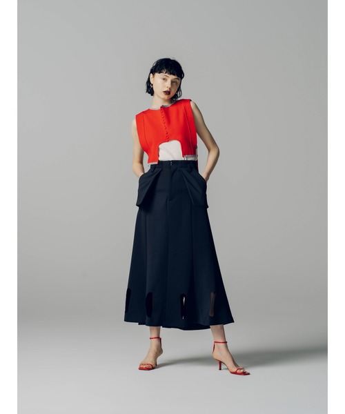 美品　アドーア　Wアムゼン　ロング　スカート　レッド 美品 アドーア Wアムゼン ロング スカート レッド