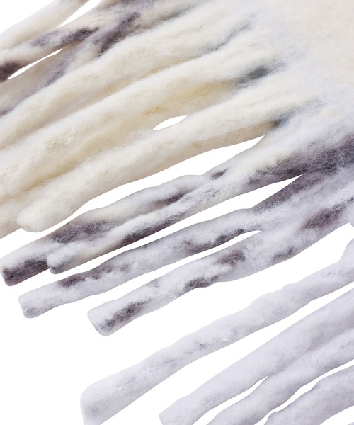 MILKFED.(ミルクフェド)の「BAR LOGO SHAGGY PLAID STOLE(ストール/ショール・レディース・グレー/オフホワイト・ONE SIZE)」の7枚目の写真