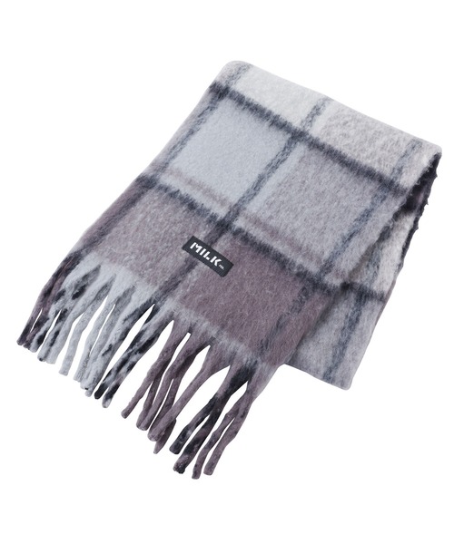 MILKFED.(ミルクフェド)の「BAR LOGO SHAGGY PLAID STOLE(ストール/ショール・レディース・グレー/オフホワイト・ONE SIZE)」の12枚目の写真
