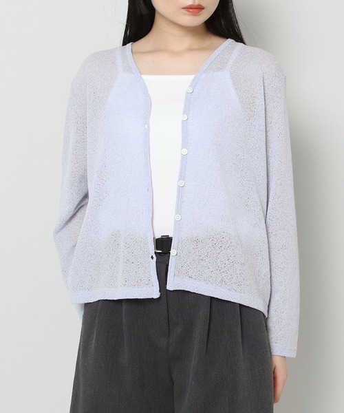 ALAND(エーランド)の「3.3Field Trip/SHEER V-NECKカーディガン 2299896(カーディガン/ボレロ・レディース・ライトブルー/ブラック/グリーン/アイボリー・FREE)」の4枚目の写真