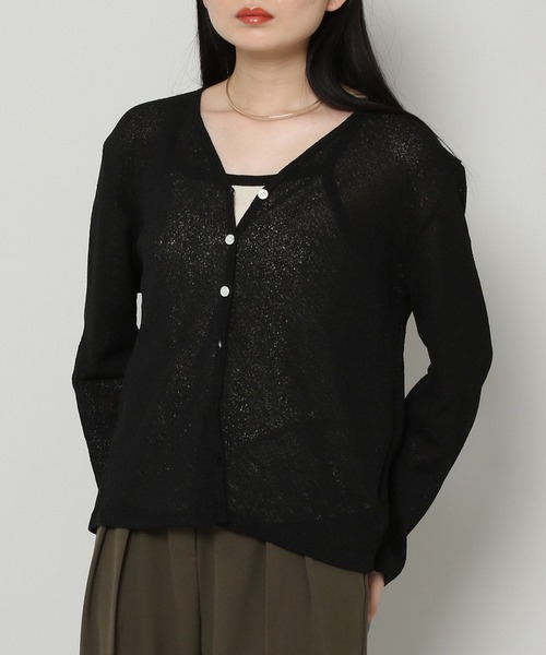 ALAND(エーランド)の「3.3Field Trip/SHEER V-NECKカーディガン 2299896(カーディガン/ボレロ・レディース・ライトブルー/ブラック/グリーン/アイボリー・FREE)」の2枚目の写真