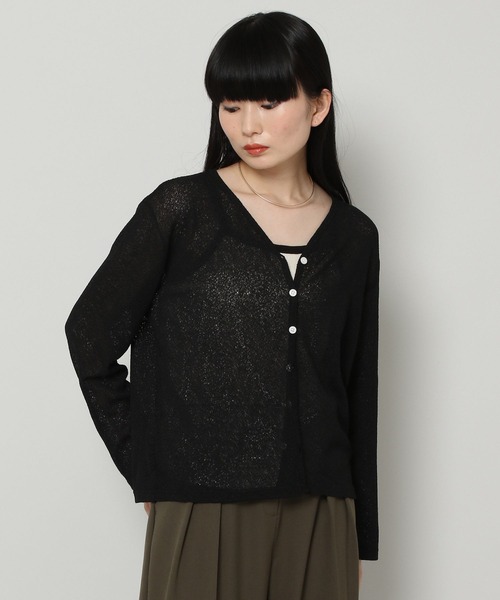 ALAND(エーランド)の「3.3Field Trip/SHEER V-NECKカーディガン 2299896(カーディガン/ボレロ・レディース・ライトブルー/ブラック/グリーン/アイボリー・FREE)」の6枚目の写真