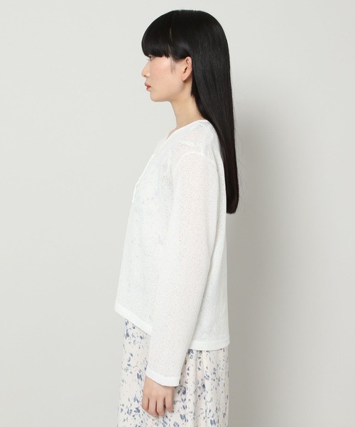 ALAND(エーランド)の「3.3Field Trip/SHEER V-NECKカーディガン 2299896(カーディガン/ボレロ・レディース・ライトブルー/ブラック/グリーン/アイボリー・FREE)」の18枚目の写真