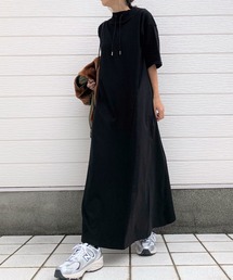 Q | リブネック切替ワンピ(ワンピース)