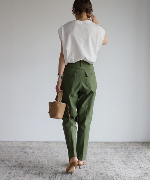 Bonjour Sagan（ボンジュールサガン）の「ショルダータックオーガニックコットンT（Tシャツ/カットソー・レディース・ホワイト/チャコールグレー/ブラック・FREE）」の8枚目の写真