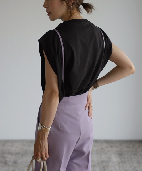 Bonjour Sagan（ボンジュールサガン）の「ショルダータックオーガニックコットンT（Tシャツ/カットソー・レディース・ホワイト/チャコールグレー/ブラック・FREE）」の13枚目の写真