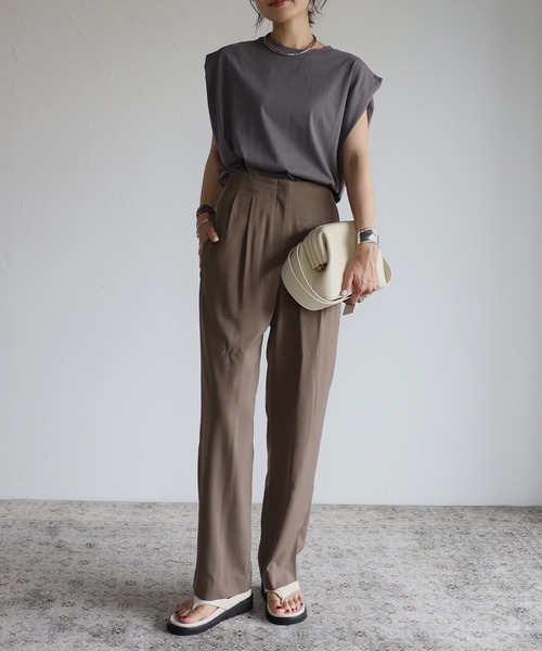 Bonjour Sagan（ボンジュールサガン）の「ショルダータックオーガニックコットンT（Tシャツ/カットソー・レディース・ホワイト/チャコールグレー/ブラック・FREE）」の16枚目の写真