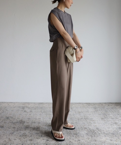 Bonjour Sagan（ボンジュールサガン）の「ショルダータックオーガニックコットンT（Tシャツ/カットソー・レディース・ホワイト/チャコールグレー/ブラック・FREE）」の18枚目の写真