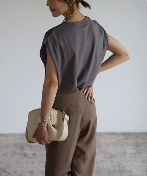 Bonjour Sagan（ボンジュールサガン）の「ショルダータックオーガニックコットンT（Tシャツ/カットソー・レディース・ホワイト/チャコールグレー/ブラック・FREE）」の19枚目の写真