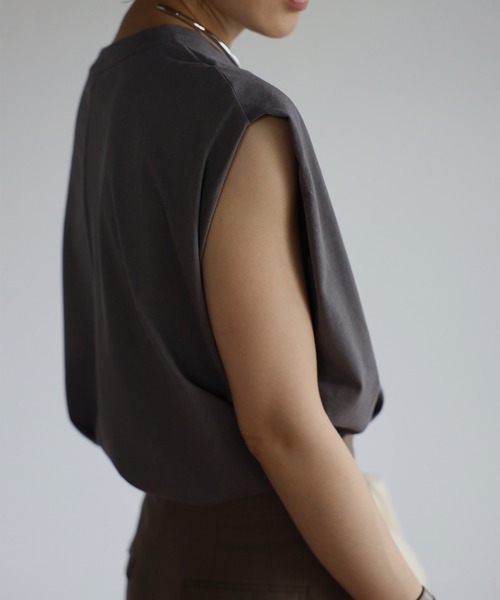 Bonjour Sagan（ボンジュールサガン）の「ショルダータックオーガニックコットンT（Tシャツ/カットソー・レディース・ホワイト/チャコールグレー/ブラック・FREE）」の22枚目の写真