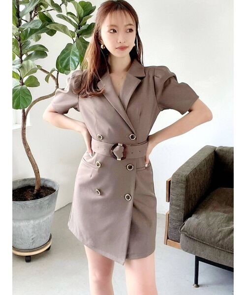 RESEXXY（リゼクシー）の「テーラードジャケットワンピース（ワンピース・レディース・ブラック/ブルー/アイボリー/モカ・FREE）」の3枚目の写真