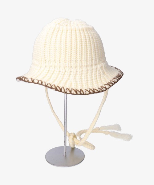 OVERRIDE（オーバーライド）の「OVERRIDE  KNIT STITCH HAT（ハット・レディース・ブラック/パープル/ホワイト・57~59cm）」の5枚目の写真