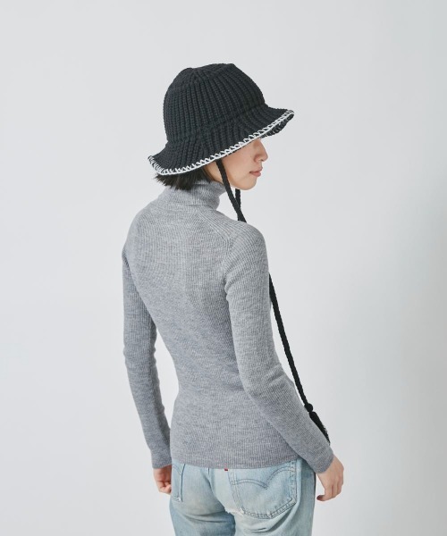 OVERRIDE（オーバーライド）の「OVERRIDE  KNIT STITCH HAT（ハット・レディース・ブラック/パープル/ホワイト・57~59cm）」の9枚目の写真