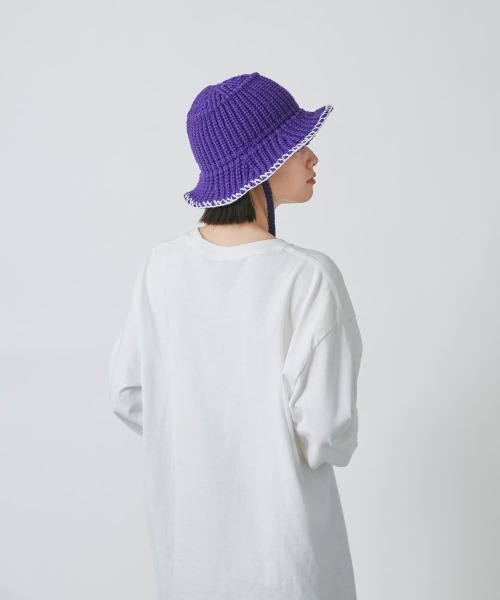 OVERRIDE（オーバーライド）の「OVERRIDE  KNIT STITCH HAT（ハット・レディース・ブラック/パープル/ホワイト・57~59cm）」の20枚目の写真