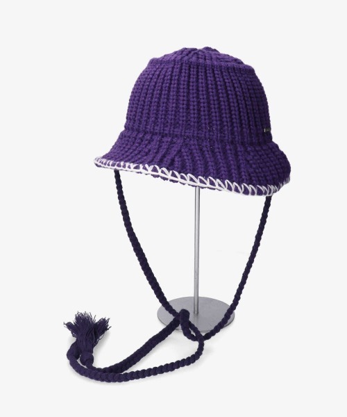 OVERRIDE（オーバーライド）の「OVERRIDE  KNIT STITCH HAT（ハット・レディース・ブラック/パープル/ホワイト・57~59cm）」の21枚目の写真