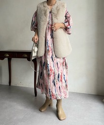 【一部WEB限定カラー】袖バルーンプリントワンピース