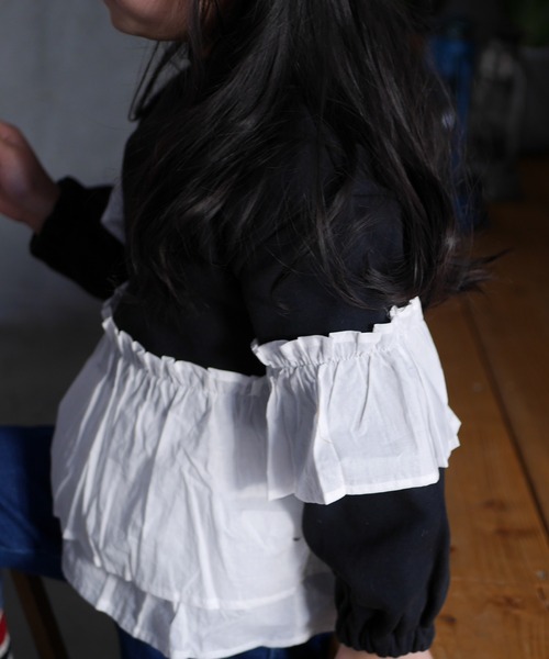 MAKE YOUR DAY（メイクユアデイ）の「異素材切替GIRLSプルオーバー■80～140cm（スウェット・キッズ・その他/カーキ・80/110/120/100/90/140/130）」の5枚目の写真