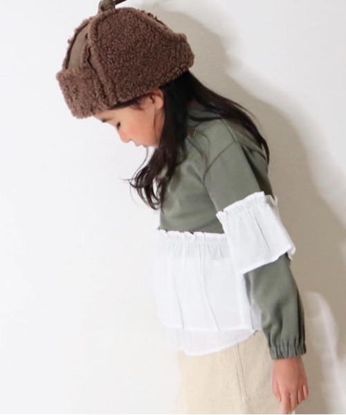 MAKE YOUR DAY（メイクユアデイ）の「異素材切替GIRLSプルオーバー■80～140cm（スウェット・キッズ・その他/カーキ・80/110/120/100/90/140/130）」の15枚目の写真