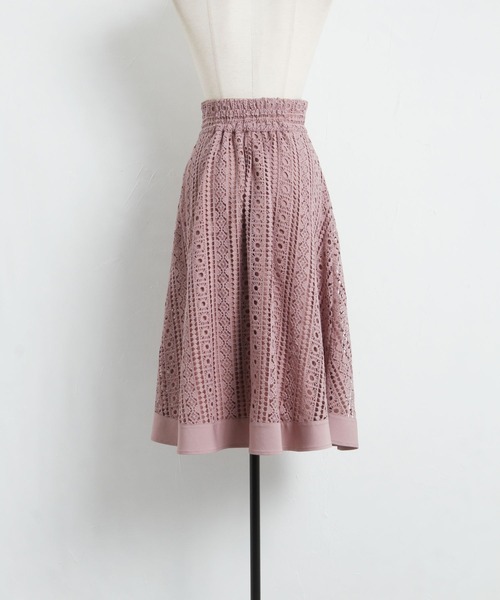 裾切り替えかぎ針編み風レースフレアスカート（スカート）｜tocco