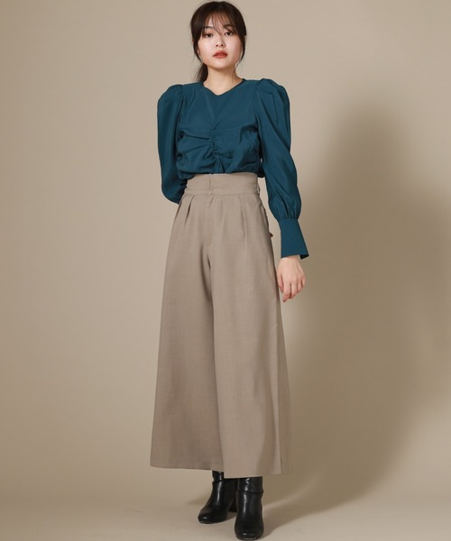 Cheek（チーク）の「ワイドリボンフレアーパンツ（その他パンツ・レディース・ベージュ/ネイビー/ブラウン・SMALL/MEDIUM）」の4枚目の写真